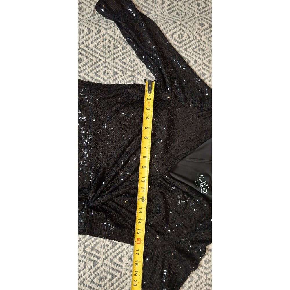 Alex Evenings Black Long Sequin Gown 3/4 Sleeve Formal Dress Size 12 - Picture 10 of 14